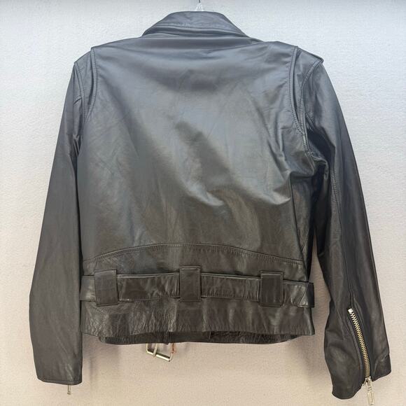 Virginia Slims Wear Leather Moto Jacket Women's M Black Heavy Duty Zippers VTG - Picture 2 of 15